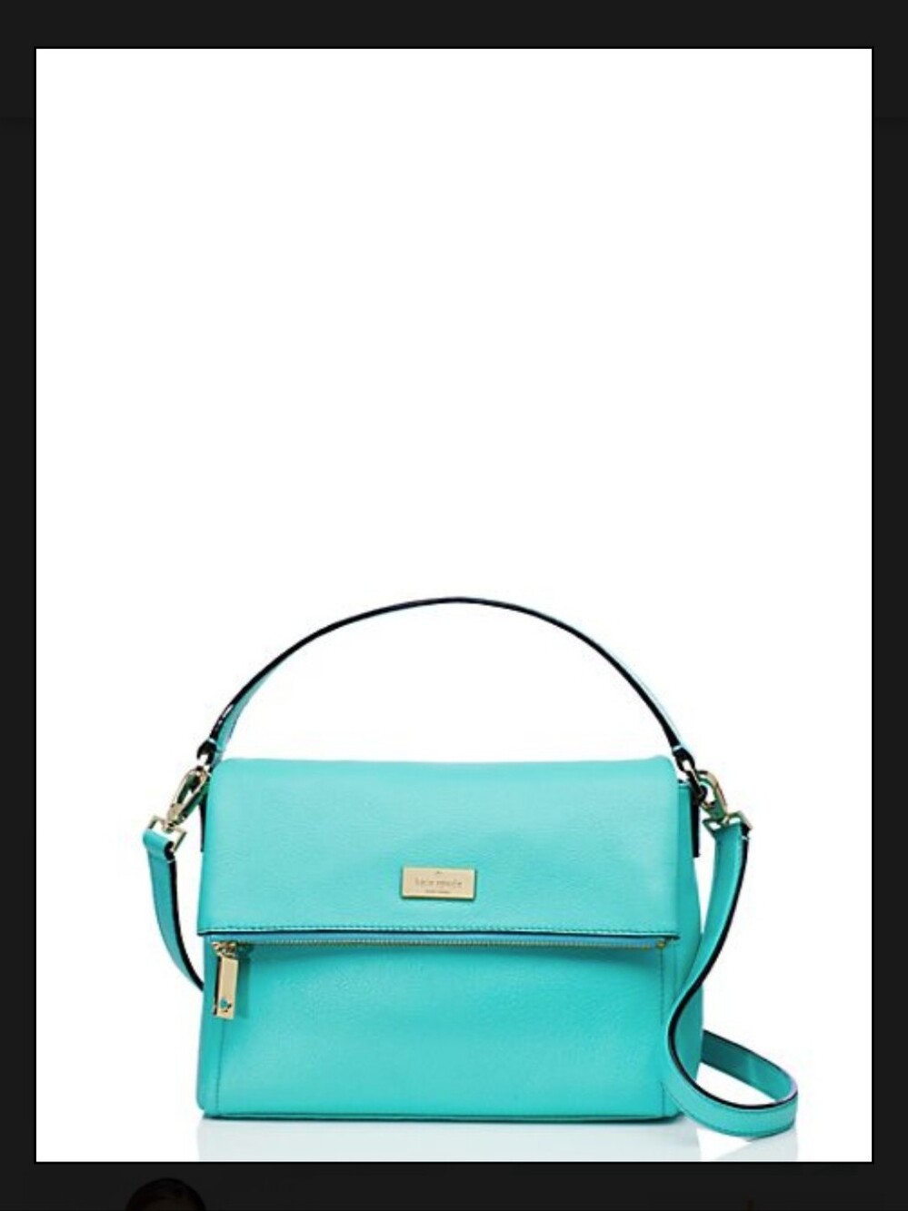 Kate Spade Turquoise Leather Fold-Over Crossbody Bag